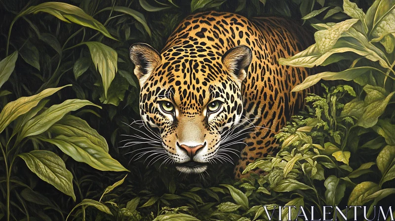 Lurking Jaguar in Greenery AI Image