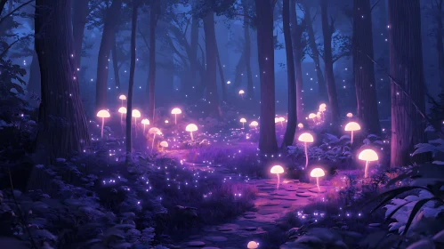 Magical Night in a Glowing Forest