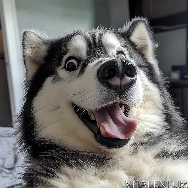 Smiling Husky with Expressive Eyes AI Image