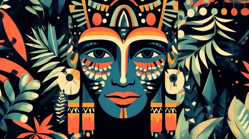 Stylized Face in Abstract Composition