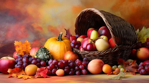 Fall Fruit Basket with Pumpkin