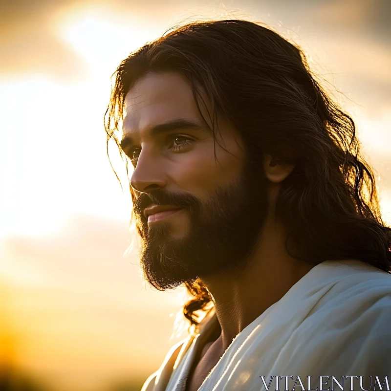 Serene Portrait of a Man with Beard AI Image