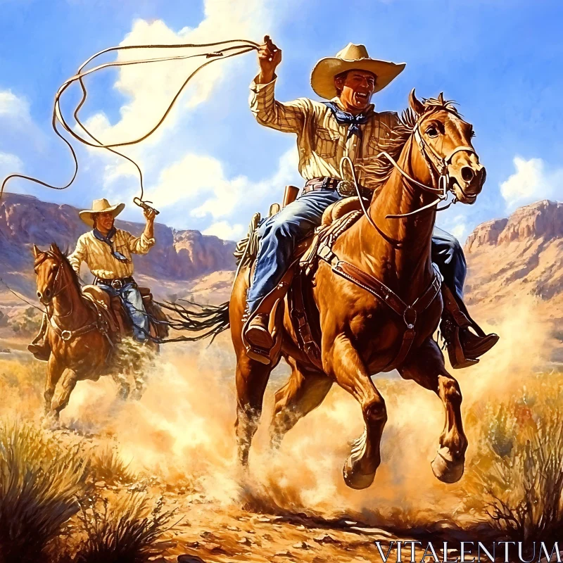 AI ART Wild West Cowboys on Horseback