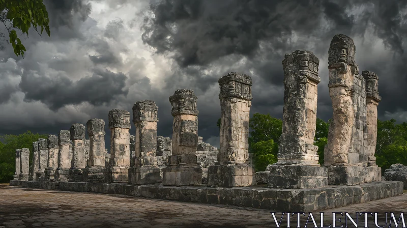 AI ART Ruins of Ancient Civilization Under Storm