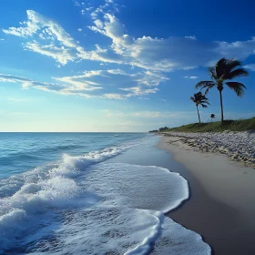 Coastal View: Ocean, Sky, and Palms