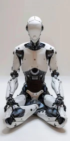 Futuristic Cyborg Sitting in Meditation