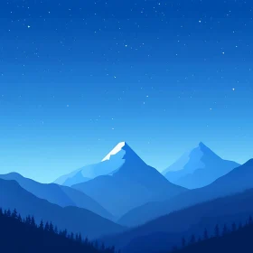 Blue Mountain Range at Night