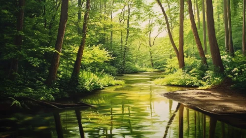 Tranquil River Amidst Lush Forest