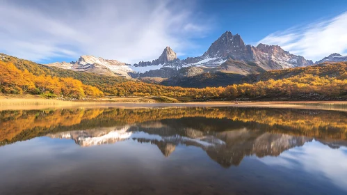 Serene Mountain Lake with Autumnal Reflection