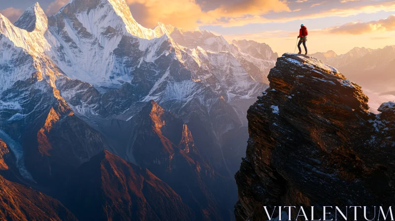 Summit Vista: A Climber's Triumph AI Image