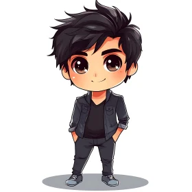 Cute Chibi Boy in Casual Outfit