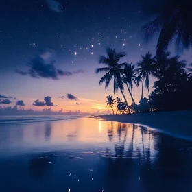 Starry Beach at Twilight