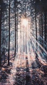 Sunlight Filtering Through Trees in the Forest