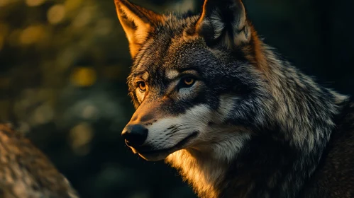 Detailed Wolf Face Close-Up