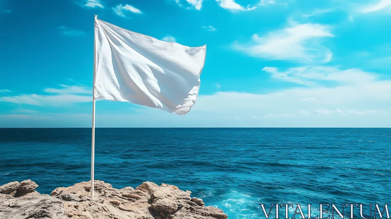 Coastal White Flag Image AI Image