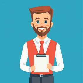 Smiling Man with Clipboard Illustration