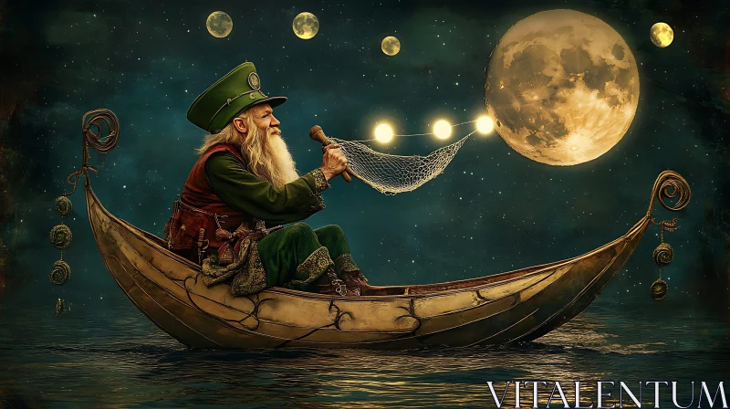 Whimsical Moon Fishing Adventure AI Image