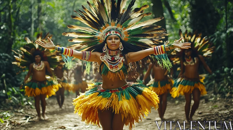 AI ART Native People in Forest: Cultural Dance