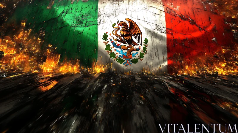 AI ART Burning Mexico Flag Abstract