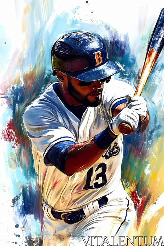 Dynamic Baseball Art - Player Mid-Swing  AI Generated Image AI Image