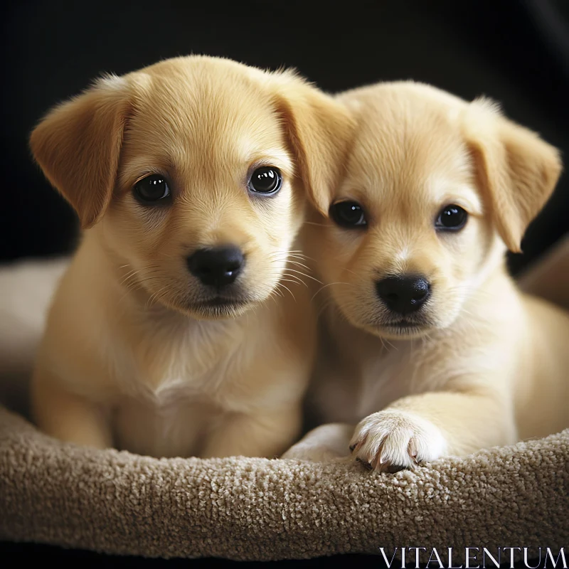 Cute Golden Retriever Puppies Sitting Together AI Image