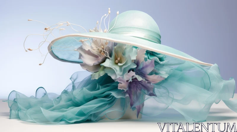 Blue Hat with Flowers - Fashion Statement for the Stylish AI Image