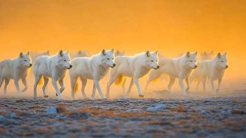 Arctic Wolf Pack at Dawn