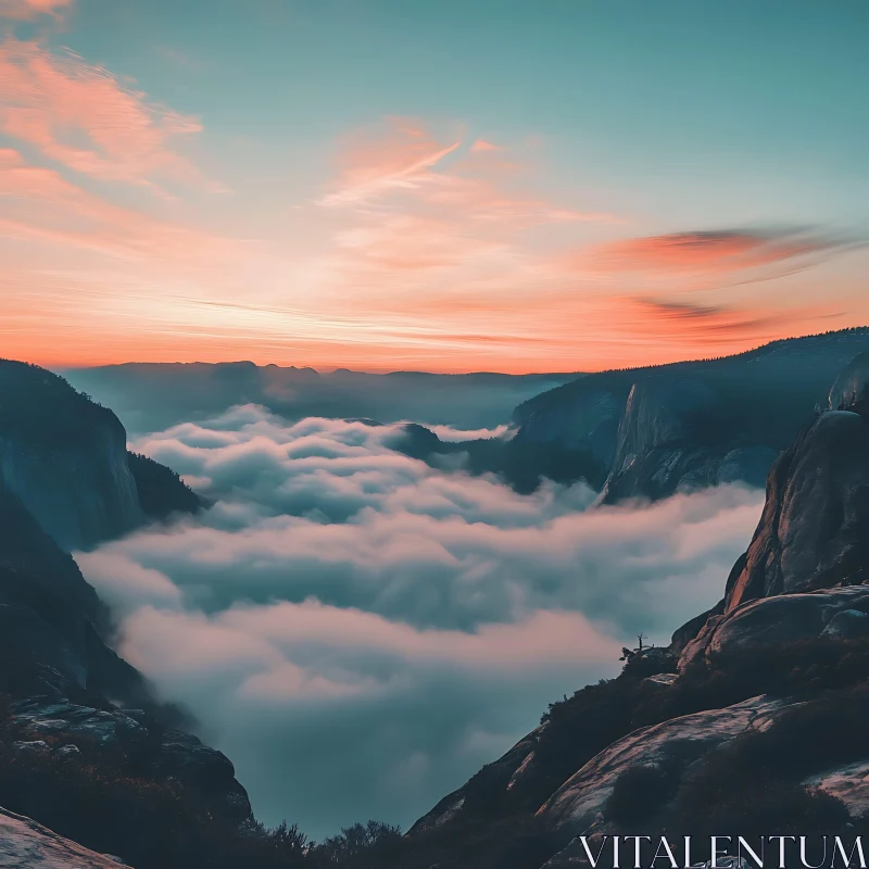 Cloudscape Mountain Sunrise Serenity AI Image