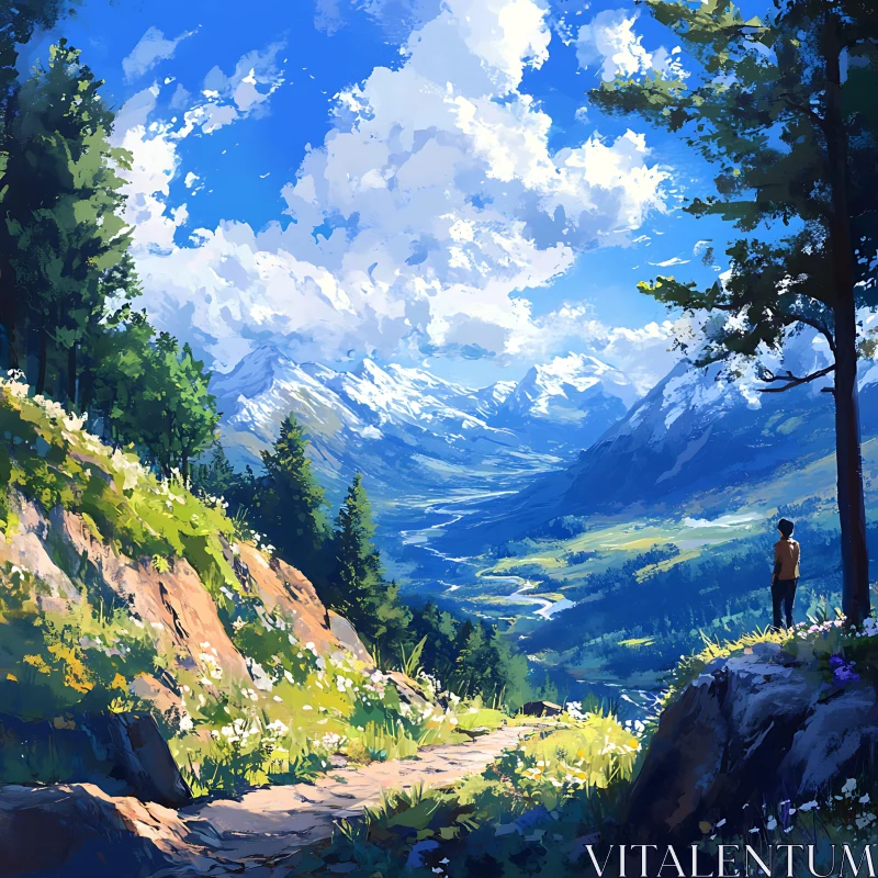 AI ART Scenic Mountain Valley Vista