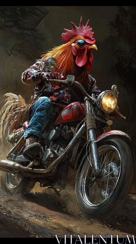 AI ART Fantasy Rooster Riding Motorcycle