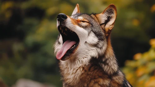 Open Mouthed Wolf in Forest