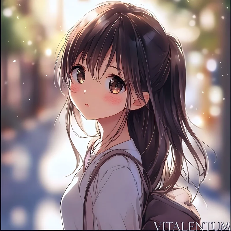 Stunning Anime Girl with Expressive Eyes AI Image