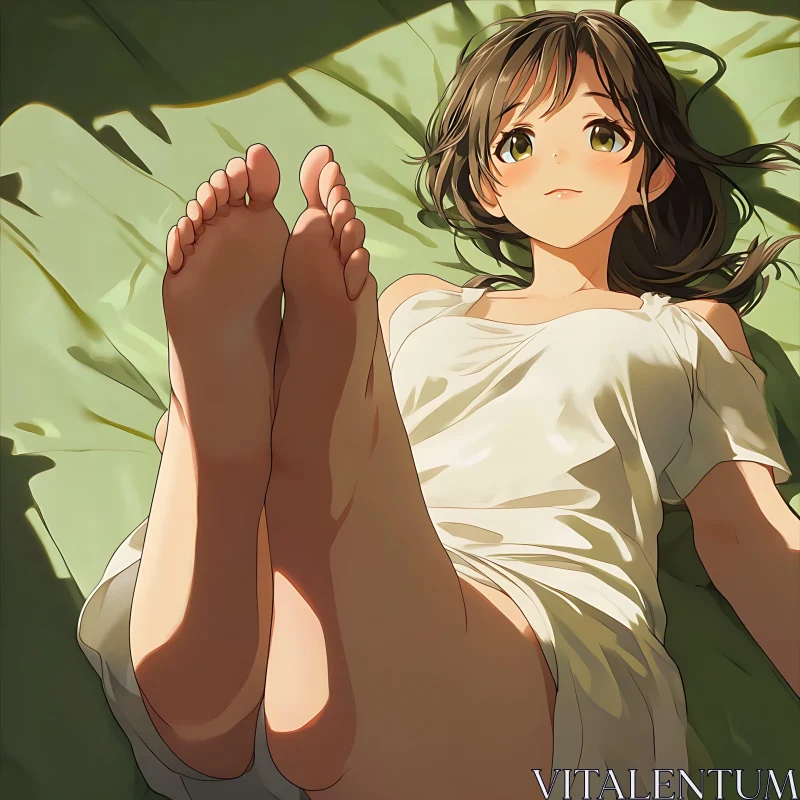 Anime Bed Relaxation AI Image