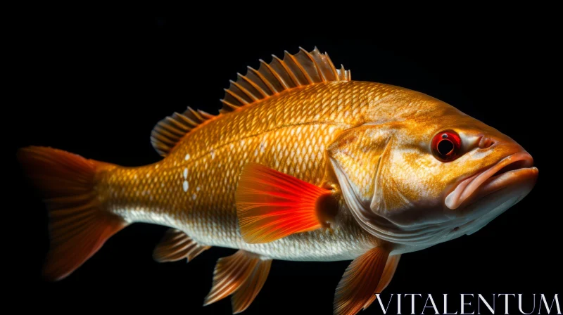 Glowing Orange Fish Against Black Backdrop - Echoes of Traditional Craftsmanship AI Image