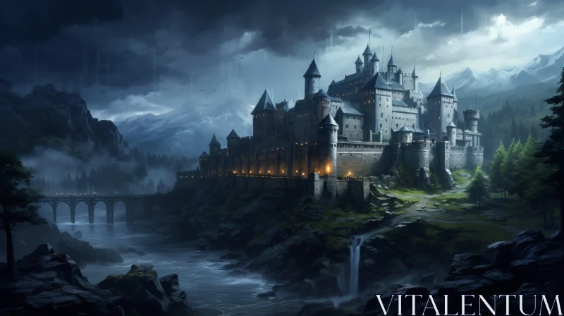 AI ART Medieval Castle amidst Mountain Wilderness - A Knightcore Fantasy