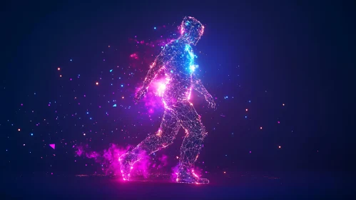 Neon Abstract Walking Man