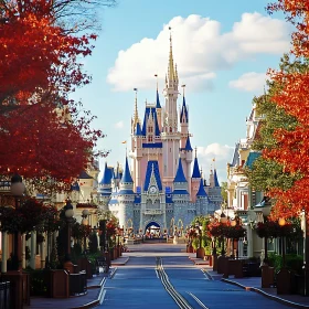 Autumnal Castle Vista: Architectural Marvel