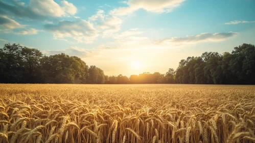 Golden Wheat Fields at Dusk