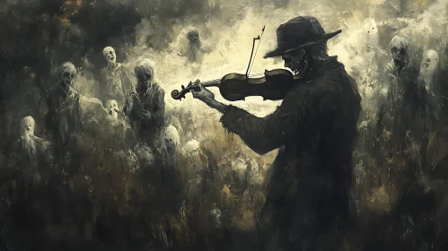 Dark Art Skeleton Violin Performance