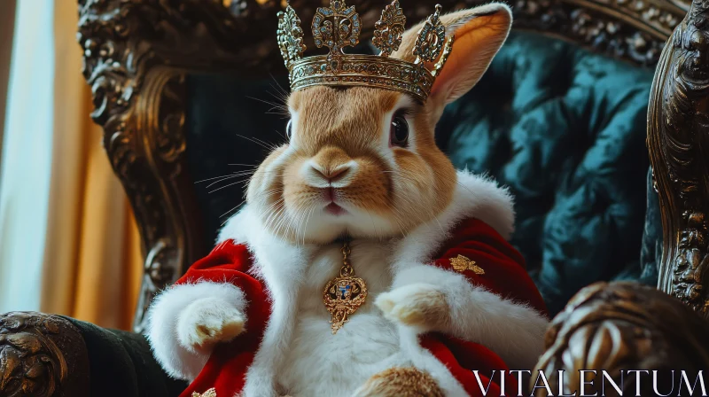 Bunny King on Throne AI Image