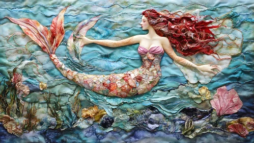 Ocean's Daughter Fabric Artwork