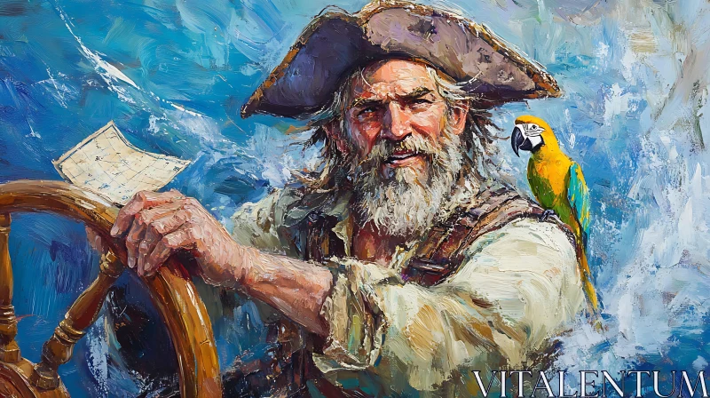 AI ART Old Salt and Feathered Friend Artwork