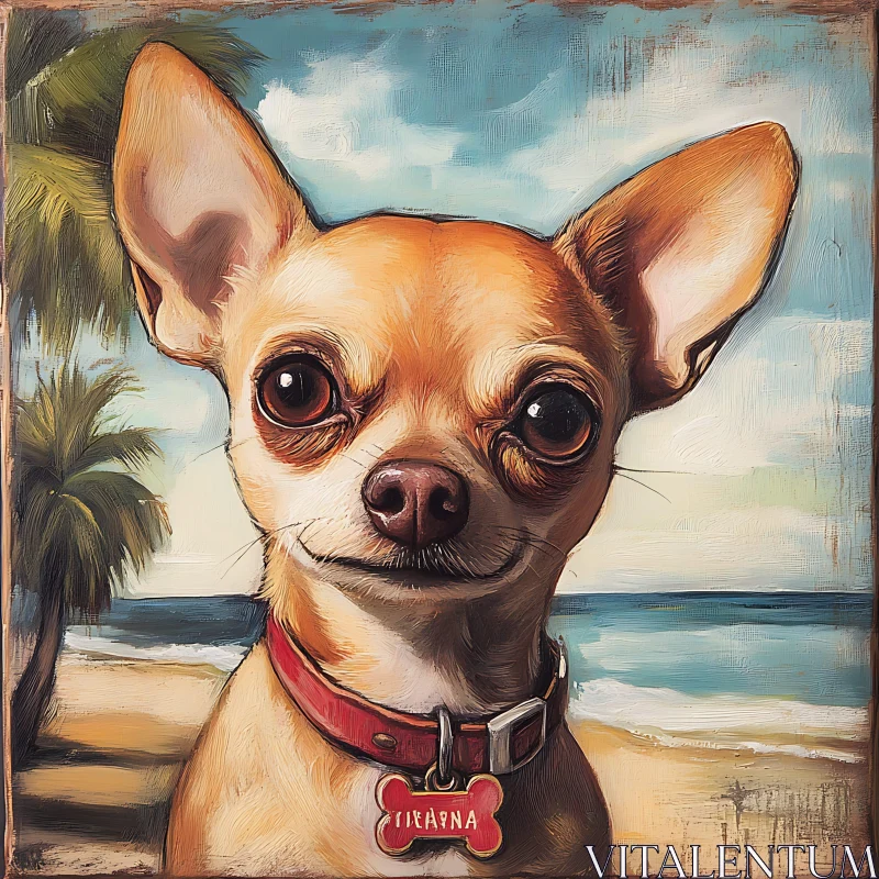 Beachside Chihuahua Portrait AI Image