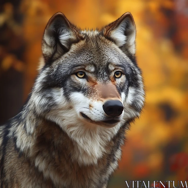 Wolf in the Autumn Forest AI Image