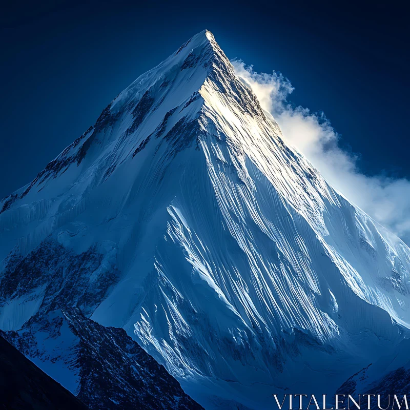 Majestic Mountain in Winter Landscape AI Image