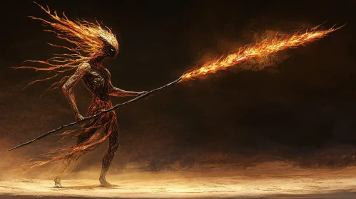 Flaming Entity with Fire Rod