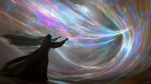 Wizard Casting Colorful Magic Art