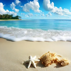 Tropical Beach with Starfish