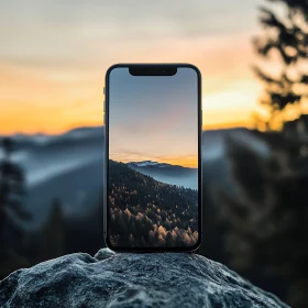 Mountain Landscape on Phone Display