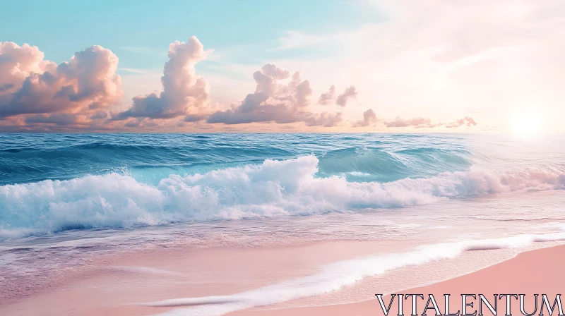 AI ART Pastel Seascape with Gentle Waves